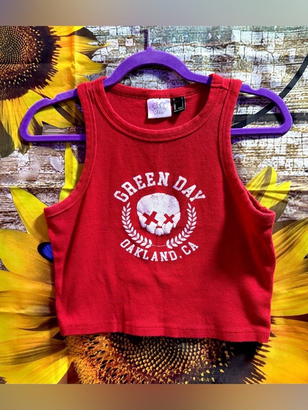Green Day Cropped Tank Top Size L
